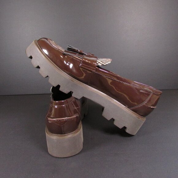 Franco Sarto BERSA Women's Loafers 9.5M Patent Leather, Hounds Tooth Plaid - Picture 6 of 9